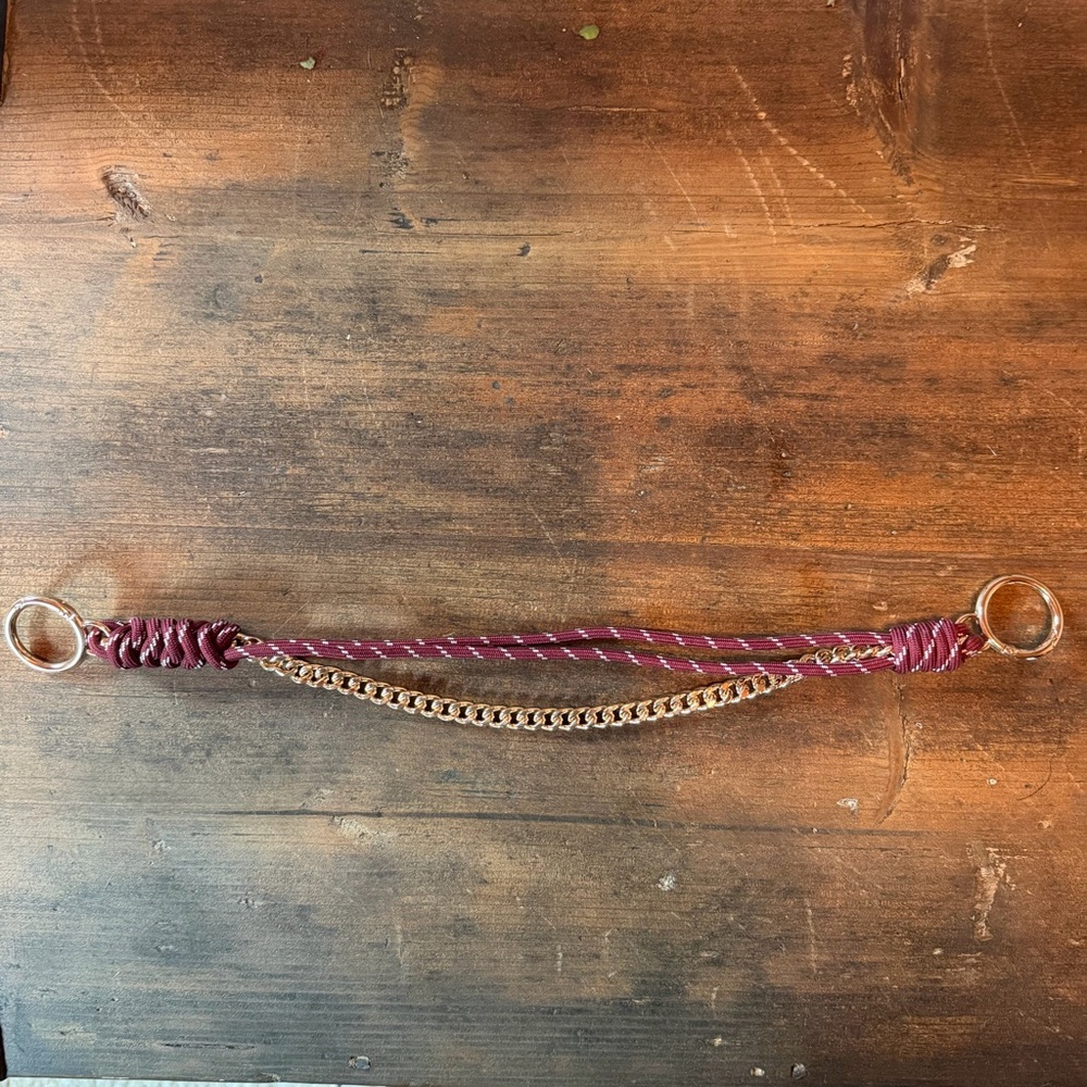 Gold Chain + Burgundy Paracord Rope Bag Charm Strap 16” - Picture 5 of 6
